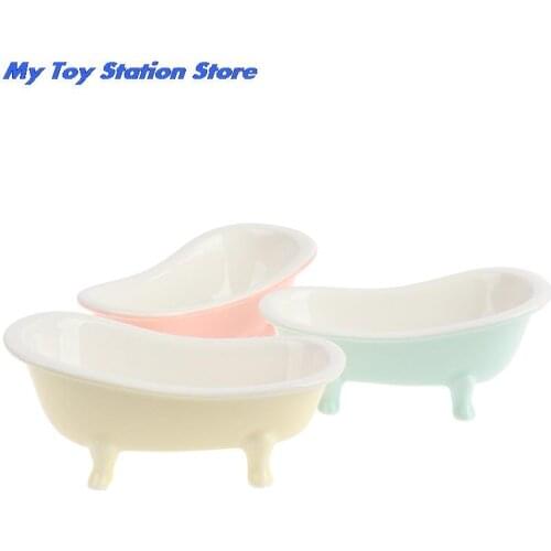 1:12 Dollhouse Miniature Porcelain Bath Tub Miniature Bathroom Bathtub Furniture Accessory For DIY Dollhouse Decals New