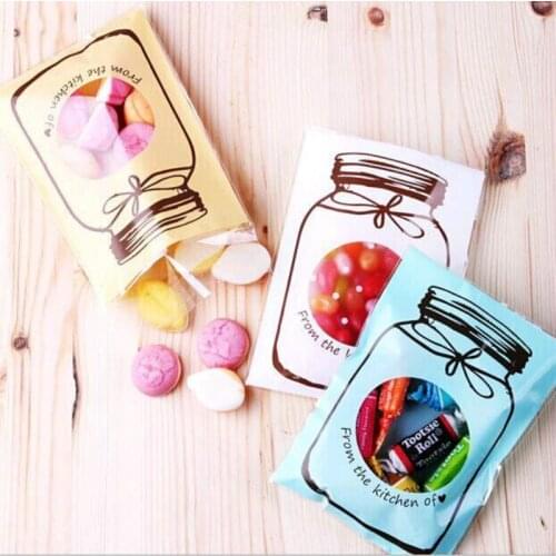 100PCS/lot Candy Bag Bake Cookies Packing Christmas Decoration Self-adhesive Plastic Bags Biscuits Bag