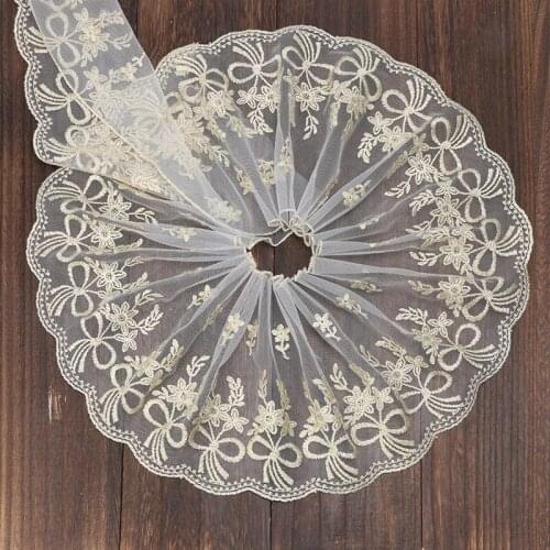 18CM 5Yards High Quality Lace Trim Embroidery Lace Fabric Mesh Lace Ribbon Tulle Guipure Cord Lace Sewing DIY Doll Cloth
