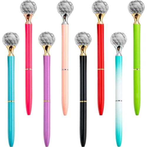 20pcs Promotional Metal Material Big Crystal Diamond metal Pen Multi Color Crystal Diamond Ballpoint Pen With Customized Logo