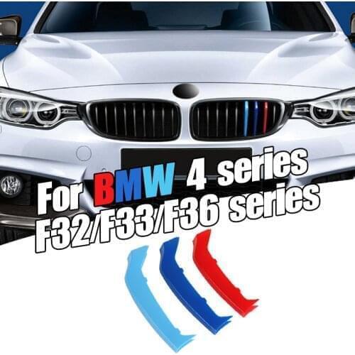 3pcs M Styling Front Grille Trim Bumper Cover Strips Stickers for BMW 4 Series F32 F33 F36 Decorate