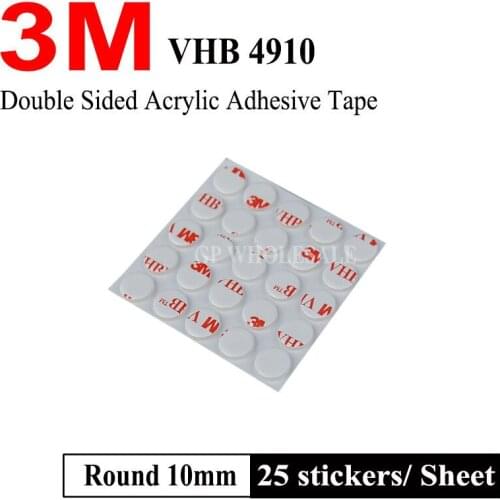 3M VHB 4910 Die Cutting High Performance Double Sided Acrylic Foam Adhesive Tape Clear (Dia=10MM Circle) We Can Offer Other Size