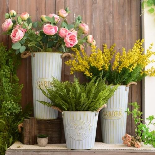 American Vintage Wrought Iron Flower Pot Accessories Courtyard Garden Villa Ornaments Crafts Home room Desktop Vase Decoration