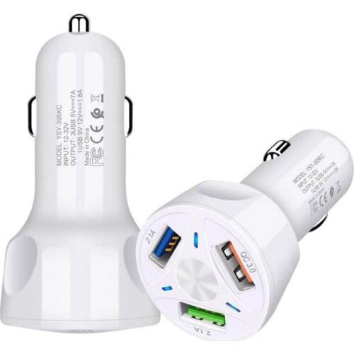 3 Ports USB Car Charger Quick Charge 3.0 Fast Car Cigarette Lighter For Android Apple Car Charger QC 3.0