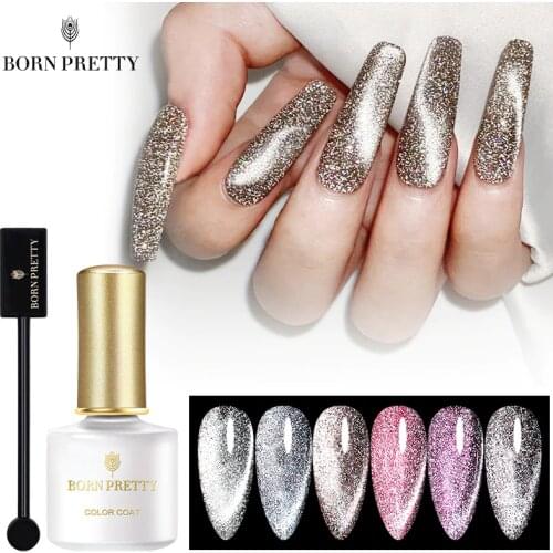BORN PRETTY Gel Nail Polish Set & Kit 2Pcs Holo Reflective Glitter Cat Magnetic Nail Gel Varnish Semi Permanent UV Nail Art Gel