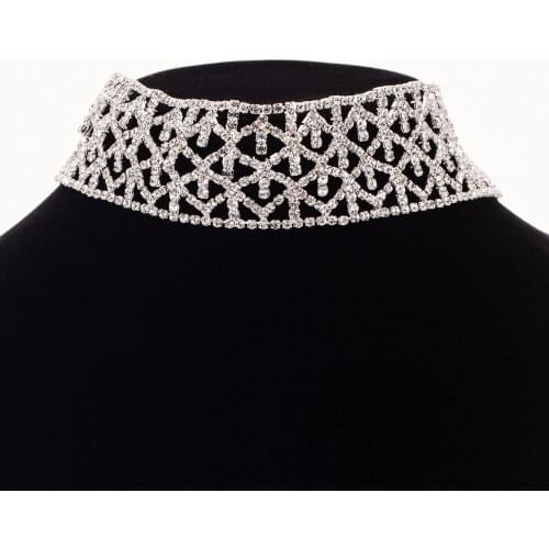 Full Rhinestone chokers crystal collar necklace women Luxury Choker lace up statement necklace jewelry lady Colla N307