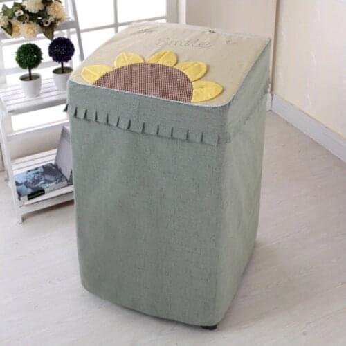 SRYSJS Thicken Cotton Linen Washing Machine Cover Waterproof Sunscreen Washing Machine Protective Case Top Open Case