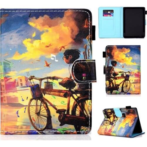 PU Leather print Case cover for Kobo Clara HD 6-inch ebook ereader soft TPU back Cover with magnetic closure+screen protector