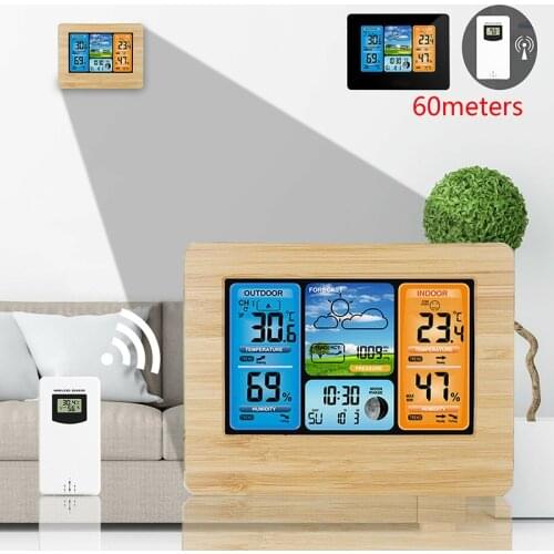 Digital Thermometer Hygrometer Wireless Weather Station Alarm Clock Night Light Indoor Outdoor LCD Display Temperature Meter