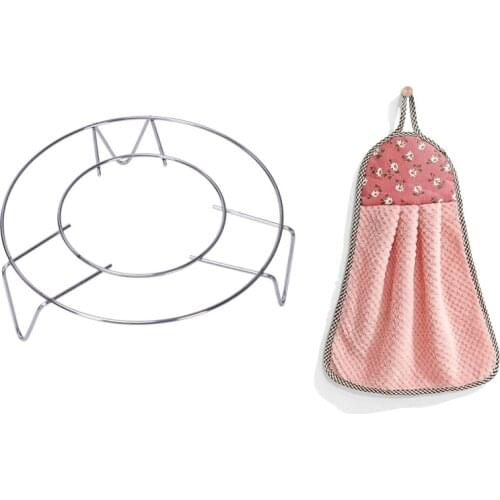 Housewife Kitchen Cooking Metal 3 Legs Steamer Rack Stand with ​Bathroom Supplies Soft Hand Towel Absorbent Clot