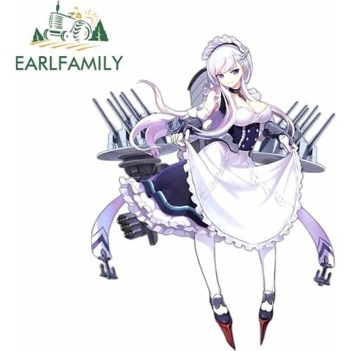 EARLFAMILY 13cm x 10.2cm for Belfast Azur Lane Beautiful Maid Surfboard Decal Anime Decoration Car Stickers Personality Graphics