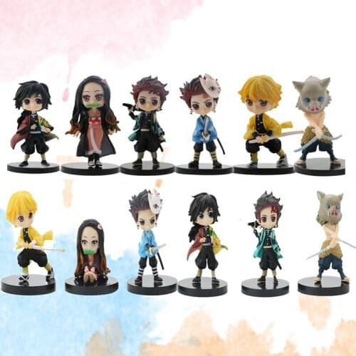 7cm Japan Anime Demon Slayer Kamado Tanjirou Nezuko Sabito Hashibira Inosuke Tomioka Giyuu Q Version PVC Action Figure Model Toy