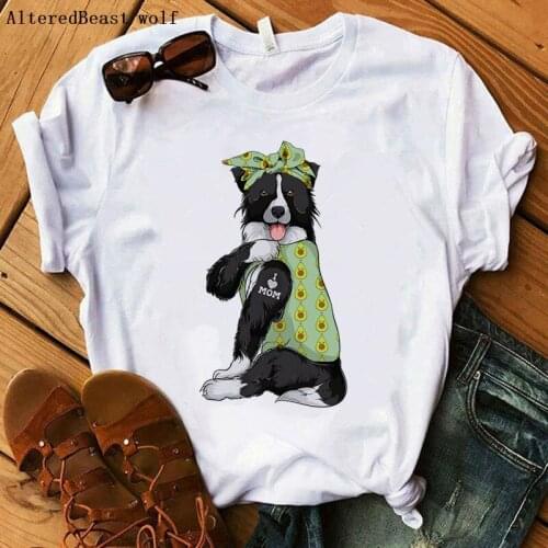 Border collie I Love Mon T-shirt Women avocado bandanas Print harajuku 2021 MAMA t-shirt short sleeve graphic tee women clothes