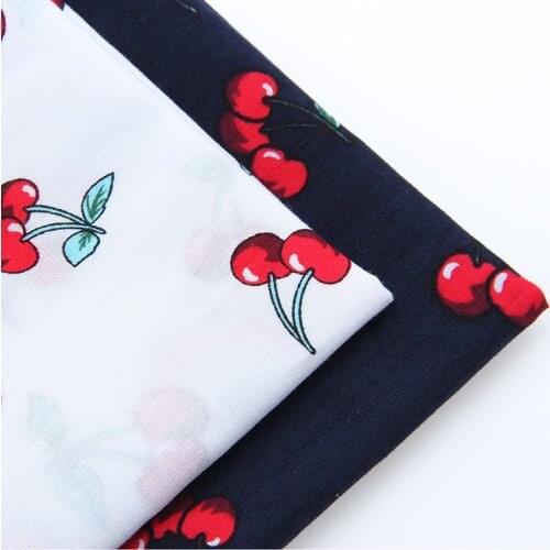 Cotton Fabric Poplin Patchwork For Sewing DIY Handmade Hometextile Cloth For Sheet Bag Doll Quilt White Black Red Cherry 45x50cm