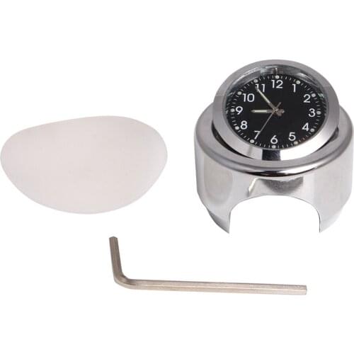 7/8' 1' Motorcycle Chrome Handlebar Mount Black Dial Clock Temp Watch
