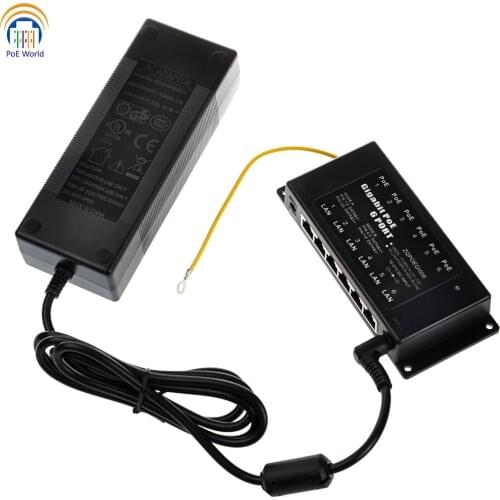 48v120w power supply with Gigabit POE 6 Port Power over Ethernet Injector For 6 Mikrotik and Ubiquiti