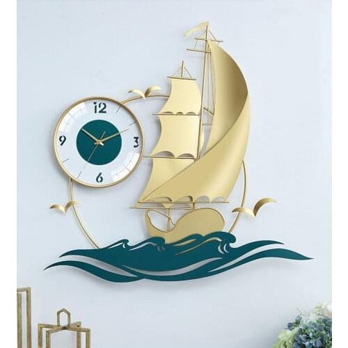 Chinese Wrought Iron Sailing Wall Clocks Wall Decoration Lobby Porch Wall Sticker Crafts Home Livingroom Wall Mural Ornaments