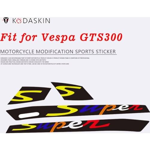 KODASKIN Motorcycle 2D Sport Decal Sticker Emblem Super For Vespa GTS 300 GTS300 With the Two Long Vents in Each Panel