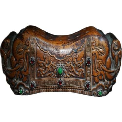 Rosewood inlaid gemstone hollow pillow box family collection