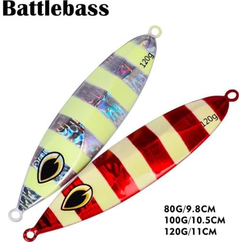 BATTLEBASS 2021 1pcs/lot Metal Jig Spoon Lures 80g-100g-120g Artificial Baits Shore Slow Jigging Super Hard Bass Fishing Lures