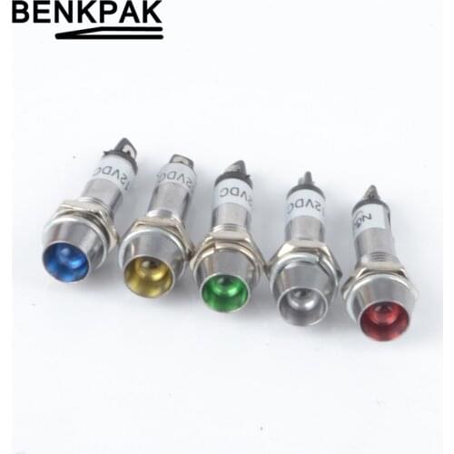 5pcs 12V 24V 220V 8mm metal LED Warning Pilot Light metal led lamp led indicator light