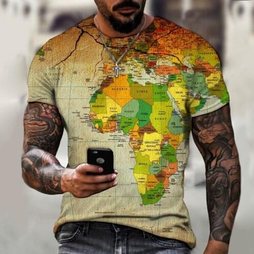 Mens map design t-shirt, retro trend T-shirt, street large T-shirt, European map design, xxs-6xl