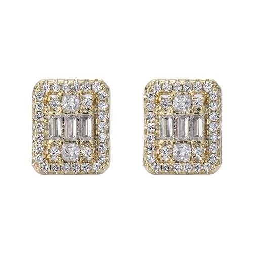 New Arrival Square Shape Hip Hop zircon Brass Earrings Bling Bling Iced Out Drop Earrings Fashion Jewelry For Party E023