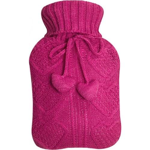 Solid color Hot Water Bottle Portable Hand Warmer with Knitted Cover Comfortable for Pain Relief for Home Outdoors