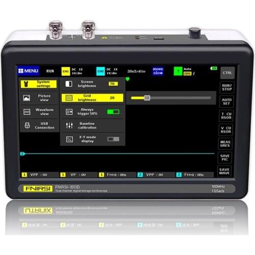 ADS1013D 2 Channels 100MHz Band Width 1GSa/s Sampling Rate Oscilloscope with 7 Inch Color TFT LCD Touching Screen E11025