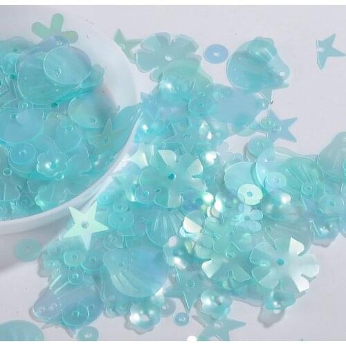 10g/Pack Magic Lake Blue PET Sequins Paillettes Sewing Wedding Craft, Matt Sequined Nightclub Dress Sew Accessories