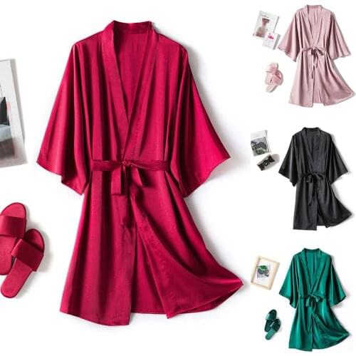 S-4XL Multicolor Pajama party Satin Silk Pajamas Women Nightdress Lingerie Robes Underwear Sleepwear Sexy bridesmaid robes T5