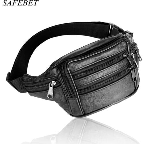 SAFEBET Brand Women Men Travel Waist Packs Genuine Leather bag Men Waist pack Waist bag fanny Pack Waist belt Mobile Phone Bag