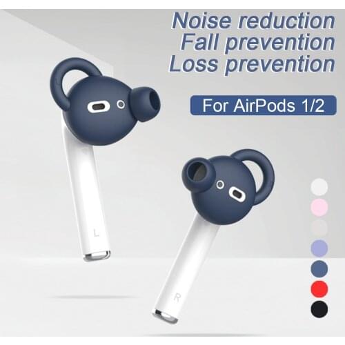 Silicone Earbuds Cover Ear Tips Protective Caps In-Ear Eartips Earbuds Case Cover Skin with Storage Pouch for Apple Airpods 1/2