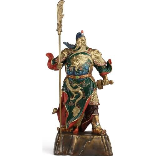 Large All copper painted Statue of Guan statue God of Wealth Guan Yu High-end home living room loft office decorative statue