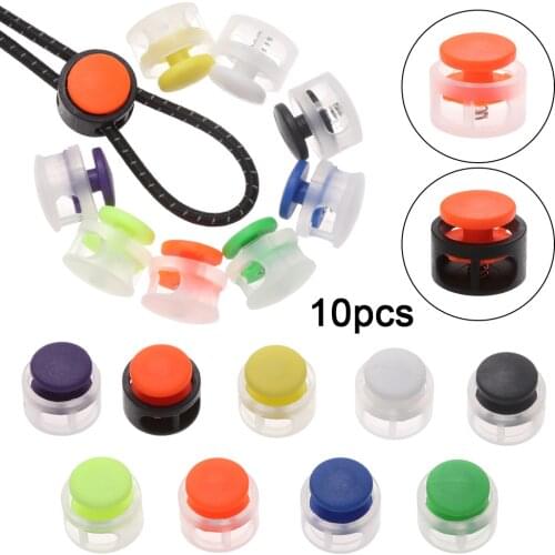 10Pcs/Set 7mm Double Hole stoper Multi-colors Non-slip Adjustable Plastic Stopper DIY Shoelace Mask Cord Lock Bean Toggle Clip