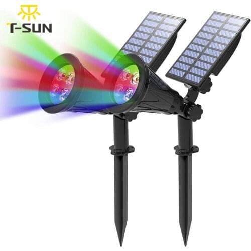 T-SUNRISE 2 Pack RGB Led Flood Light Waterproof Solar Light Spotlight Outdoor lighting Solar Street Light Garden Decoration