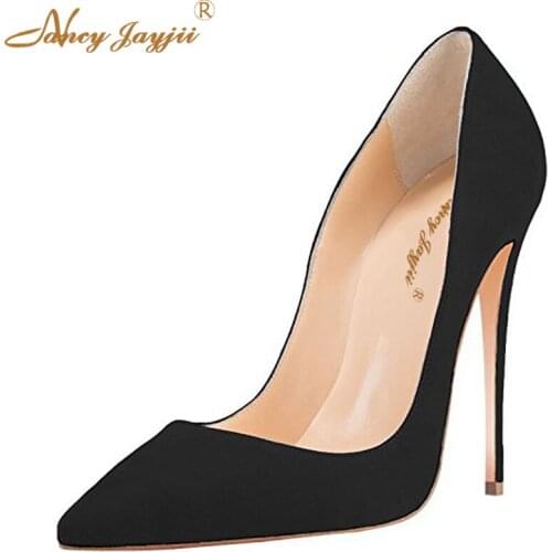 Fashion Black Blue Red Suede Shoes Woman Thin High Heels Pumps 12cm 10cm 8cm Women Shoes Pointed Toe Dress Shoes Nancyjayjii