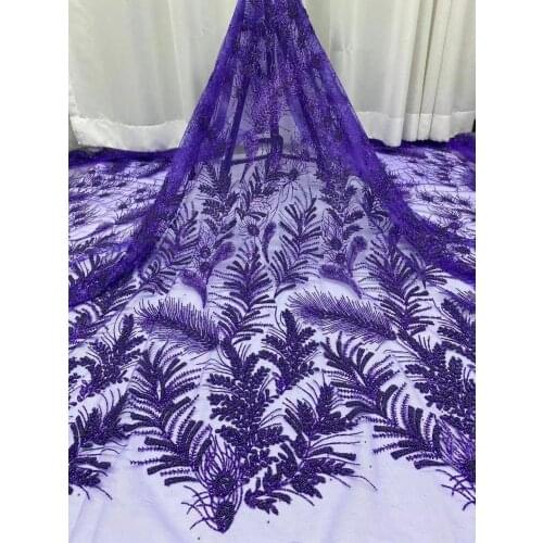 Heavy Handmade Bead Lace Embroidery African Net Lace Fabrics with Sequins High Quality Nigeria French Beaded Tulle Lace ZXN189