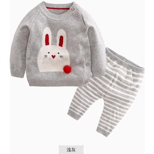 2020 Baby Girl Boy Knitted Autumn Sweater Kids Knitting Outwear Long Sleeve Baby Clothes Clothing 2Pieces(Tops+Pants)