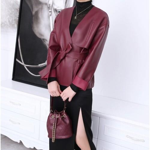 High Quality Genuine Sheepskin Leather Jackets Women Spring Autumn Elegant Coat Female Slim Woman Jacket Cuero Genuino Zjt2113