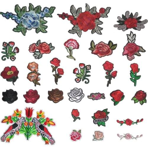 High-quality rose flower can be sewn DIY clothing supplies fabric embroidery coat jacket material accessories 1PCS for sale