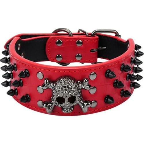 XS-L PU Leather Pet Dog Collar Round Spikes Studded Dog Collars for Small Medium Dogs