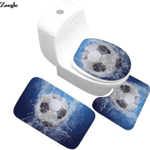 Zeegle Flannel Bathroom Bath Mat Home Decoration Anti-slip Foot Rug Carpet and Toilet Seat Cover Mat Memory Foam Toilet Mat Set