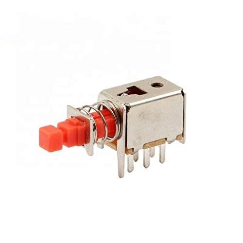 10pcs Key Switch PS-22F02 6Pins Self Locking Switch Red Push Button Switches