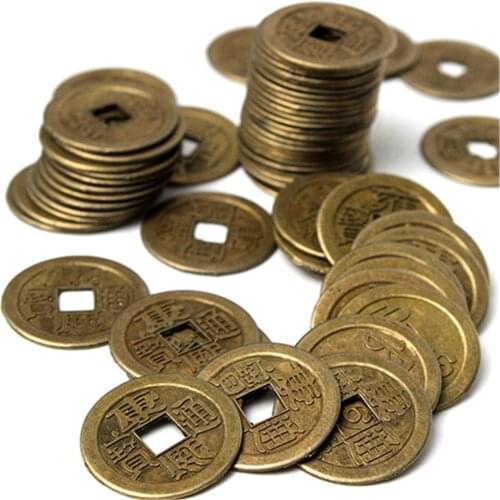 10 Pcs Brass Lucky Ancient Chinese Wealth Fortune Antique Coin Oriental Emperor Money Set Hole Car Home Hanging Decor