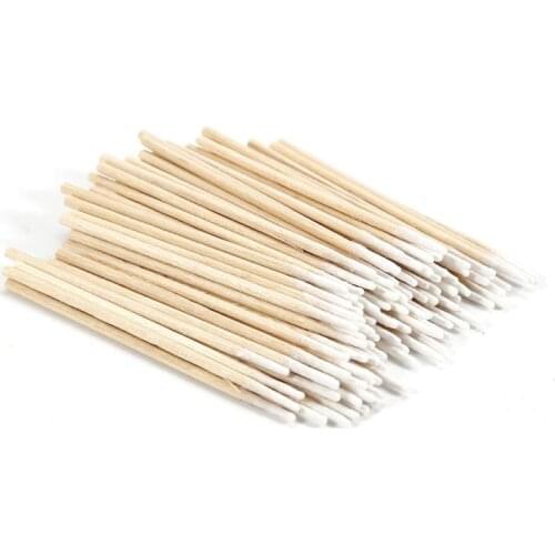 100 Pcs Disposable Ultra-small Brushes Swab Lint Free Micro Brushes Eyelash Clean Cotton Swab Pointed Head Makeup Tool Ear Clean