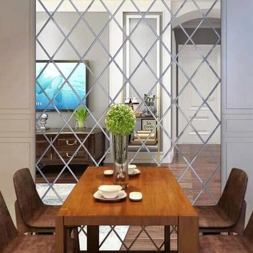 17/32/58Pcs DIY 3D Mirror Wall Stickers Diamonds Triangles Acrylic Wall Mirror Stickers for Kids Room Living Room Home Decor