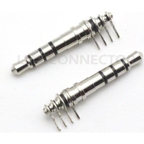 2PCS Stereo Headset Plug 4 Pole 3.5 DIY Male Audio Plug Jack Adapter Connector PCB Mount for Phone