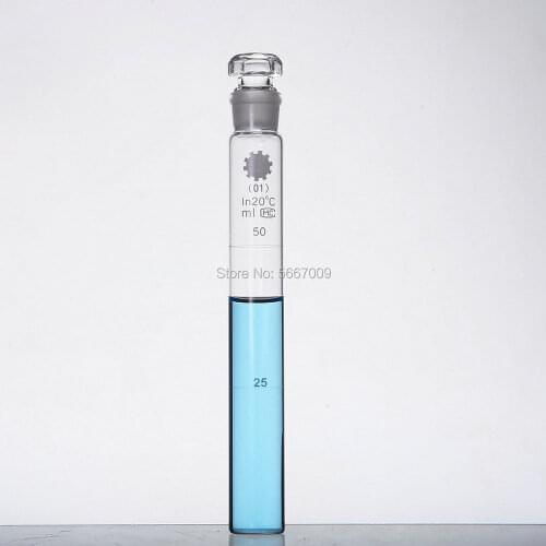 2pcs/lot 10ml 25ml 50ml 100ml Glass Colorimetric tubes with Glass Stopper For laboratory experiment