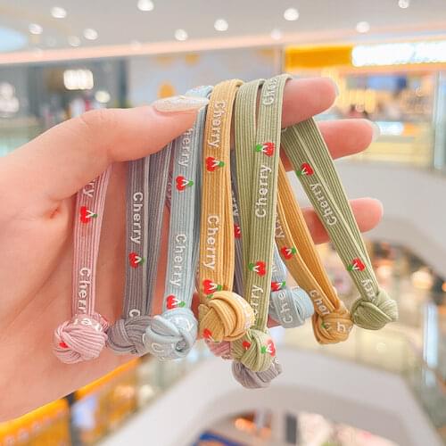 3/4/6 Pcs/Set Women Girls Sweet Colors Flower Cherry Elastic Hair Bands Lady Soft Scrunchies Rubber Band Female Hair Accessories